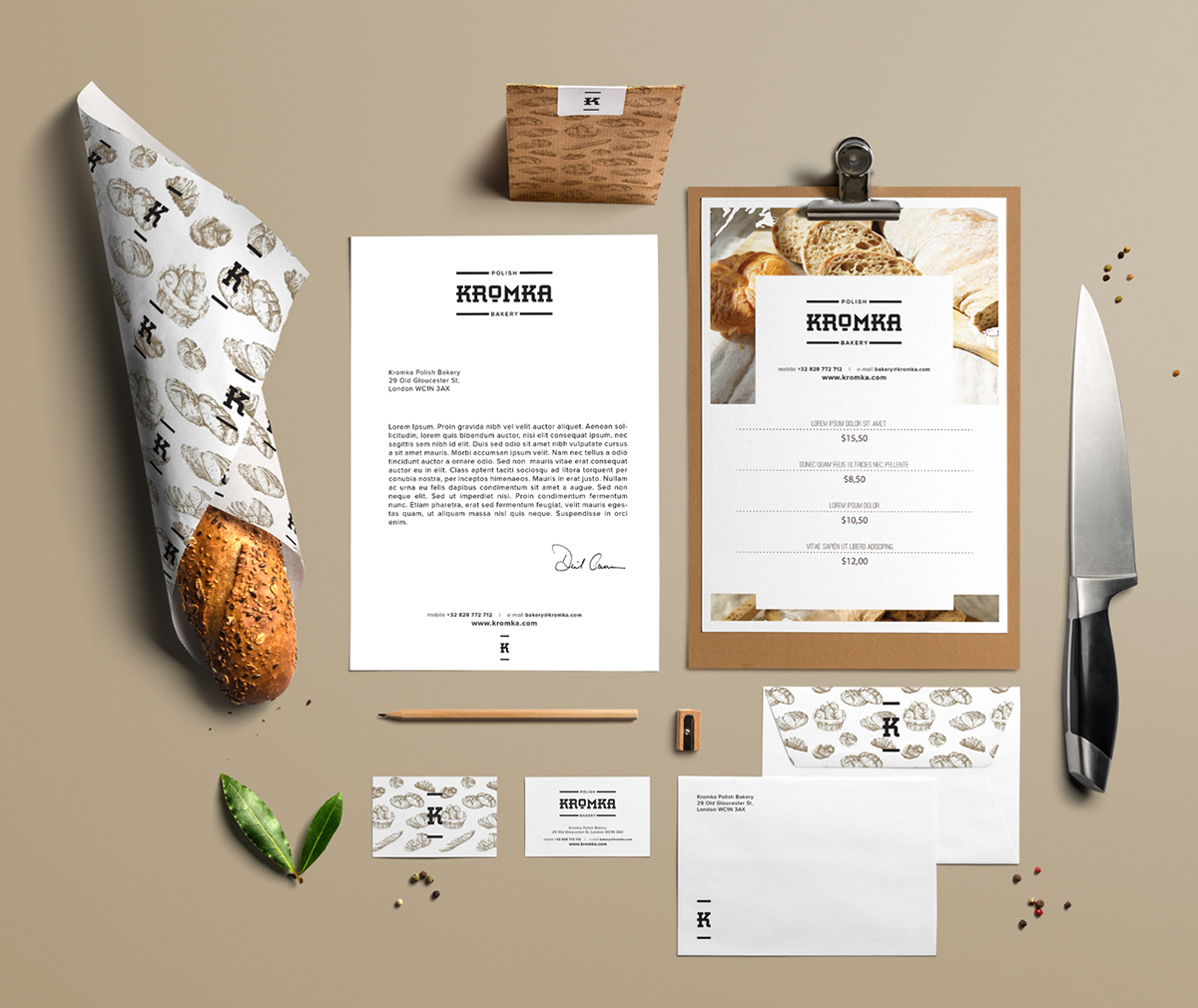 倫敦Kromka波蘭面包店VI設計
