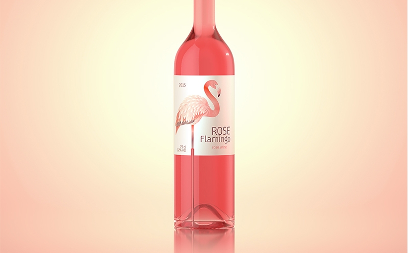 酒品牌包裝設計,用火烈鳥的形象創造一種飲品