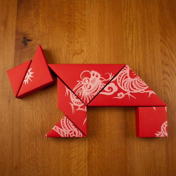 春節(jié)禮品盒包裝設計，新年七巧板的妙用