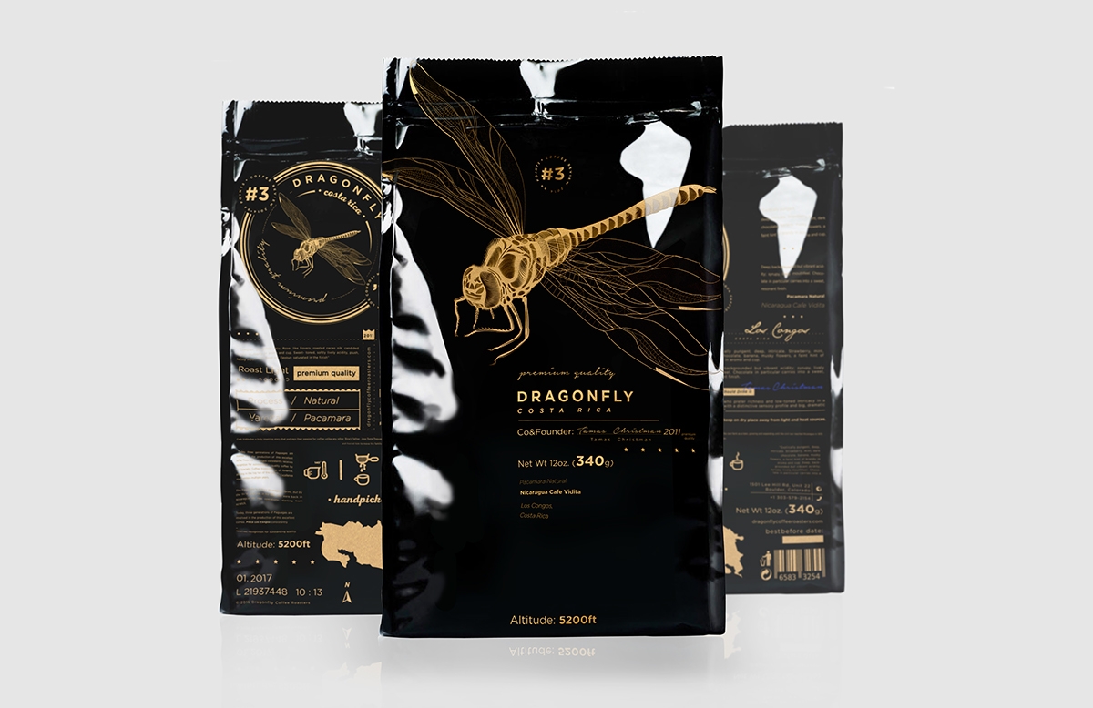 大自然的奇跡，蜻蜓主題的咖啡品牌包裝設計